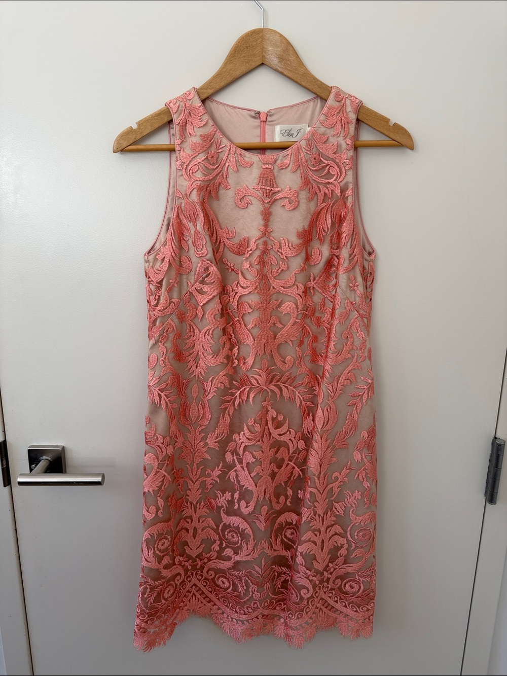 Eliza J Sleeveless Coral Lace Overlay Dress
